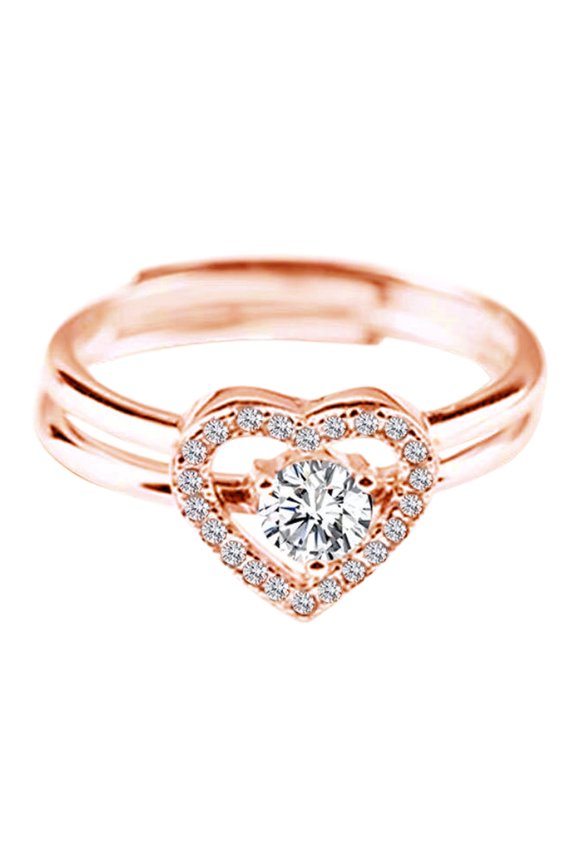Simple Heart-Shaped Two-In-One Feminine Open Zircon Ring