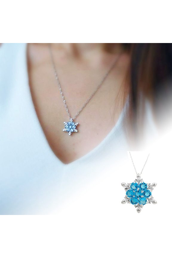 Sky Blue Diamond Snowflake Necklace