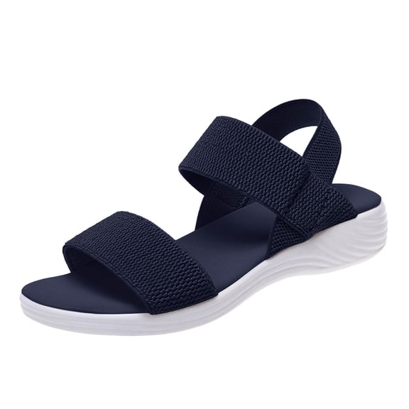 Daolelai Summer Large Size Women's Shoes Casual Elastic Strap Back Woven Flat Sandals Women