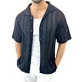 thumbnail image 1 of Daolelai Summer Thin Knitted Sweater Men's Lapel Short-Sleeved Hollow Cardigan European and American Muscle Men's Clothing, 1 of 7