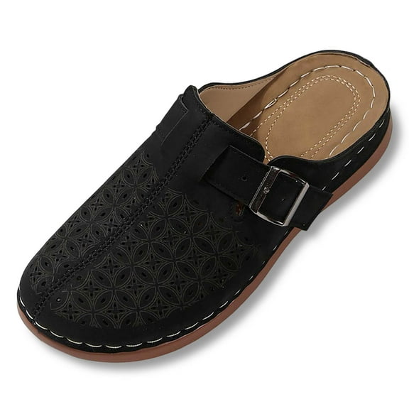 Daolelai Summer Wedge Heel Open Toe -On Thick Bottom Solid Color Breathable Large Size Women's Sandals Slippers