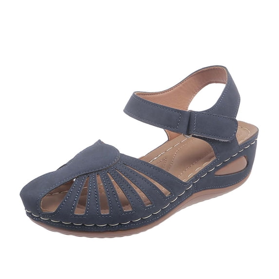 Daolelai Summer Wedge Heel Open Toe Thick Bottom Hollow Breathable Large Size Women's Sandals