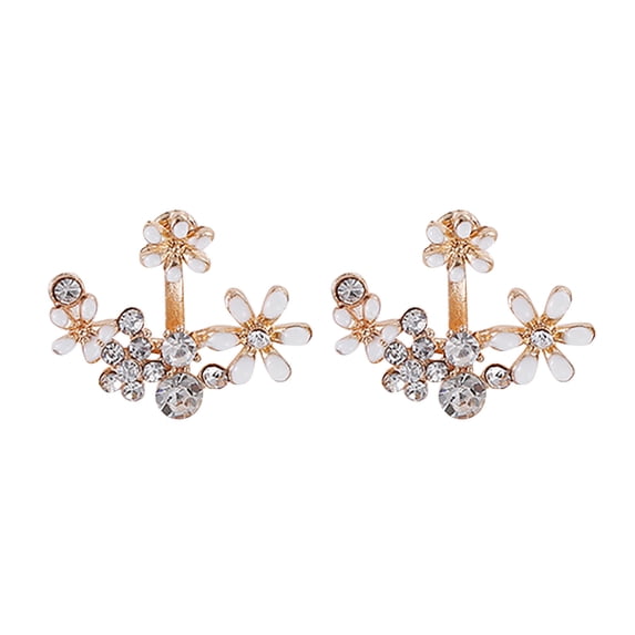 Daolelai Sunflower Small Flower Earrings with Colored Diamonds