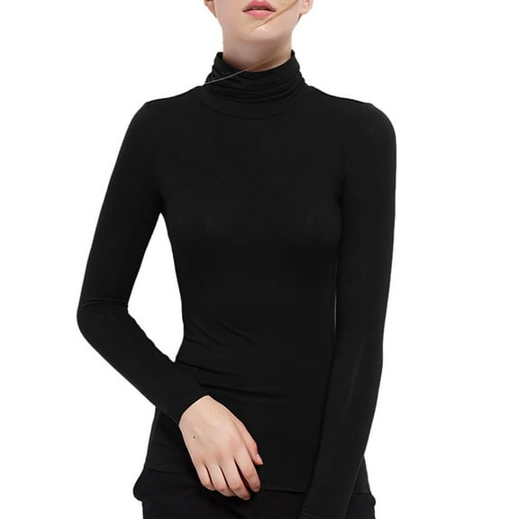 Daolelai Turtleneck Women's High Neck Long Sleeve Shirt Women's Basic Lightweight Thermal Underwear Top Shirt