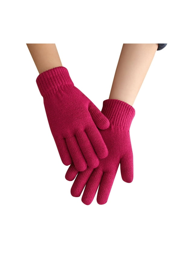 Women's Autumn and Winter Simple and Fashionable Double-Layer Thickened Knitted Warm Gloves