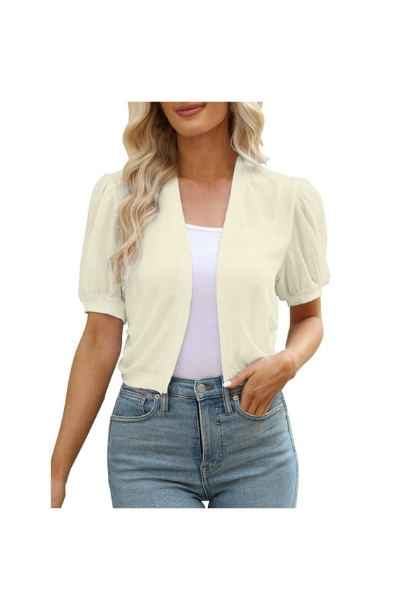 Women's Cardigan Solid Color Short Sleeve Short Sun Protection Cardigan Jacket