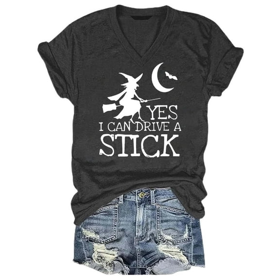 Daolelai Women's Casual Fashion Letter Print V-Neck Pullover Multicolor Short-Sleeved Top T-Shirt