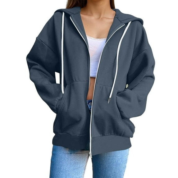 Daolelai Women's Casual Long-Sleeved Hooded Solid Color Casual Sweatshirt