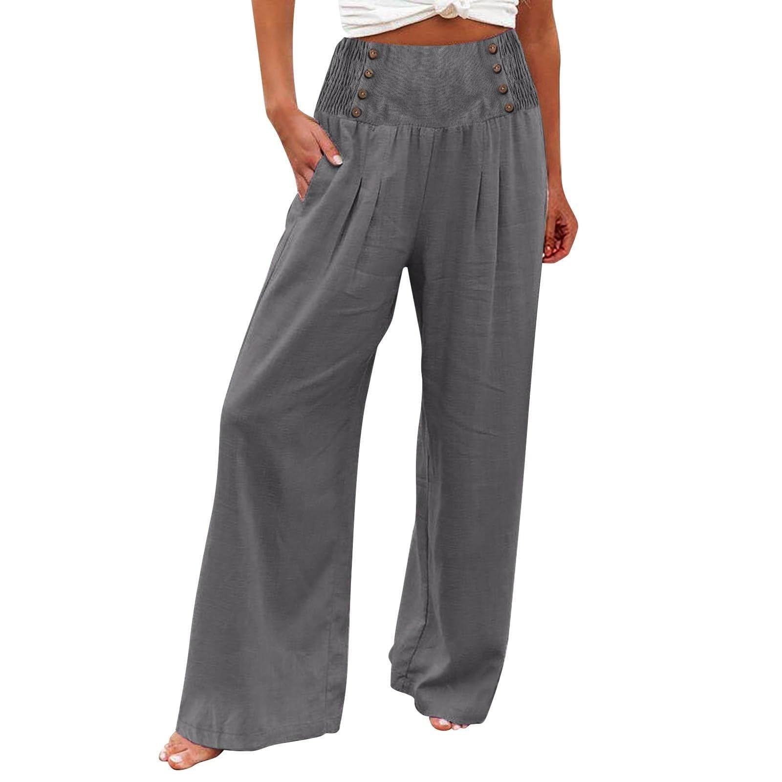 High-Waisted Elastic Waist Solid Color Loose Slimming Casual Wide-Leg Pants with Belt for Women