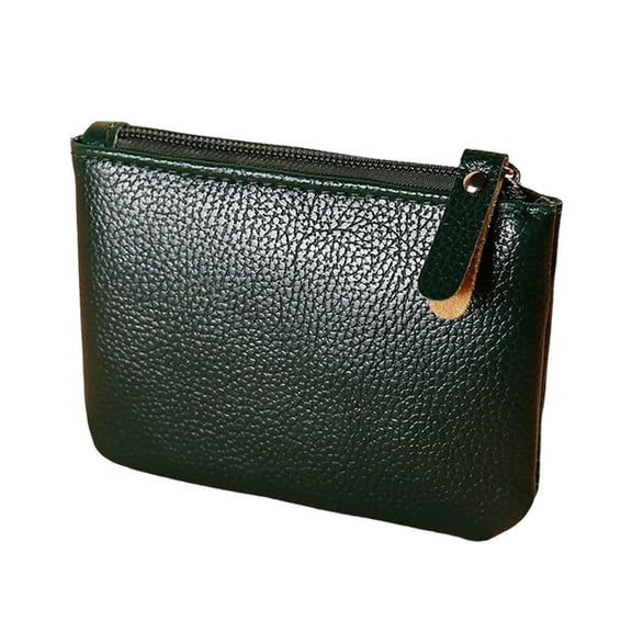 Daolelai Women's Coin Purse Litchi Zipper Coin Bag Solid Color Pu Soft Leather Card Bag