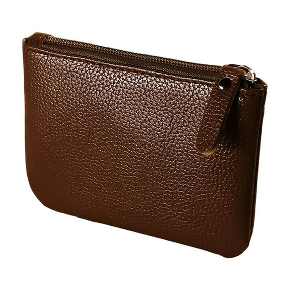Daolelai Women's Coin Purse Litchi Zipper Coin Bag Solid Color Pu Soft Leather Card Bag