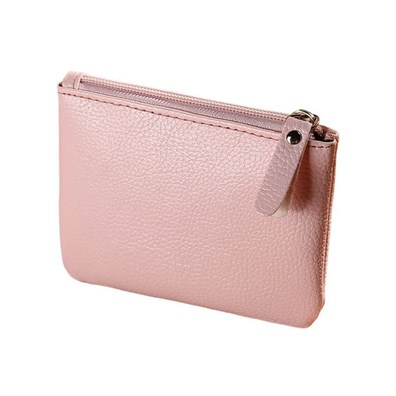 Daolelai Women's Coin Purse Litchi Zipper Coin Bag Solid Color Pu Soft Leather Card Bag