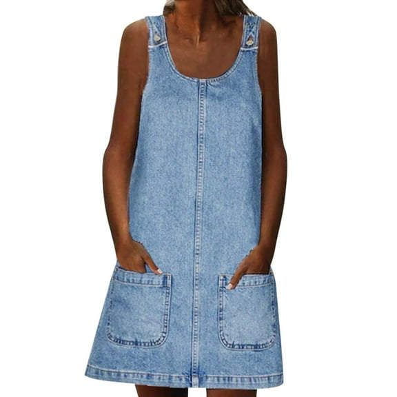 Daolelai Women's Denim Skirt Cool Suspender Skirt Dress