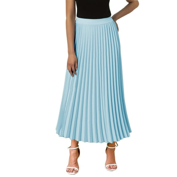Daolelai Women's Elegant High-Waisted Slim-Fitting A-Line Chiffon Hand-Pressed Crepe Pleated Skirt