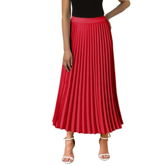 Daolelai Women's Elegant High-Waisted Slim-Fitting A-Line Chiffon Hand-Pressed Crepe Pleated Skirt