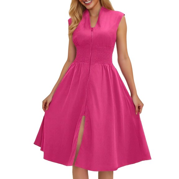 Daolelai Women's Fashion Solid Color Sleeveless Casual Elegant Long Dress