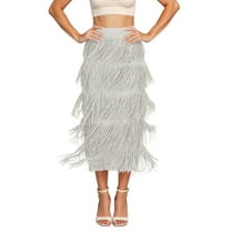 Daolelai Women's Fashionable and Elegant Tassel Comfortable Slim-Fit Versatile Skirt