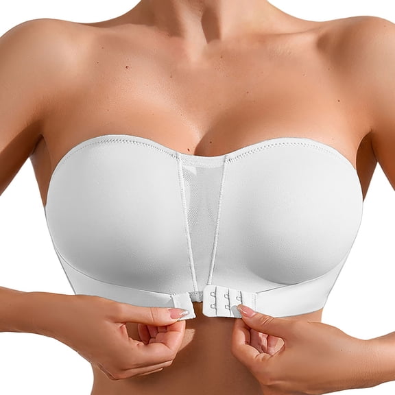 Daolelai Women's Front Buckle Invisible Bra Strapless Non- Underwear Beautiful Back Underwear Gathered Tube Top