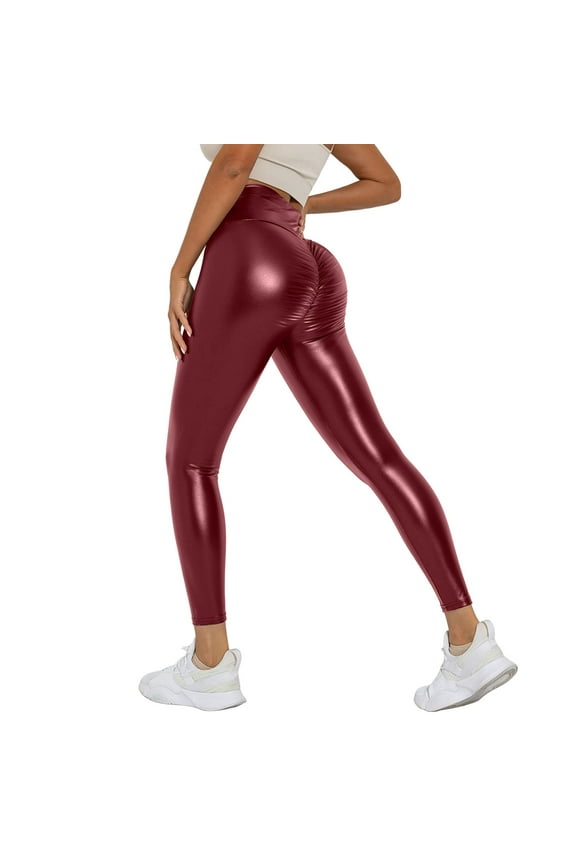 Women's High Waist Leather Tights