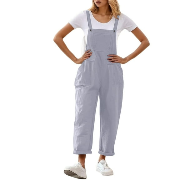 Daolelai Women's Long Casual Loose Bib Pants Overalls Loose Jumpsuit with Pockets