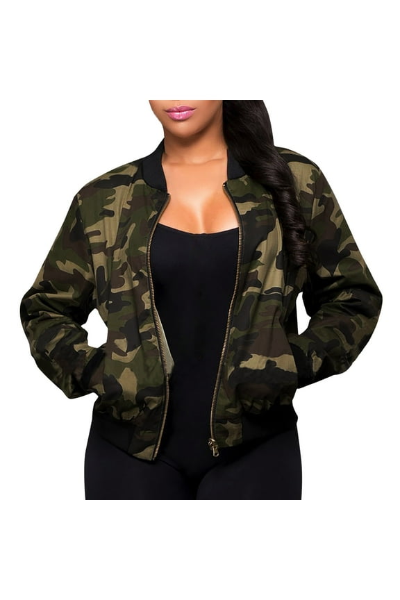 Women's Long Sleeve Button Camouflage Jacket