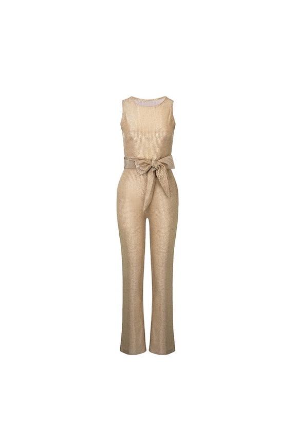 Women's Off-The-Shoulder Sleeveless Solid Color Jumpsuit