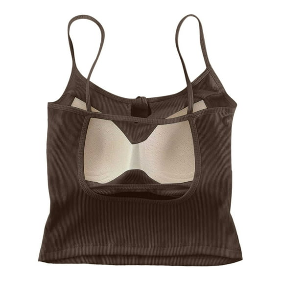 Daolelai Women's Padded Vest, Waist-Length Camisole Short Top, Summer Bottoming Shirt, High Waist Inner Wear