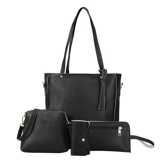 Daolelai Women's Shoulder Bag Handbag Wallet Card Holder Four Piece Set