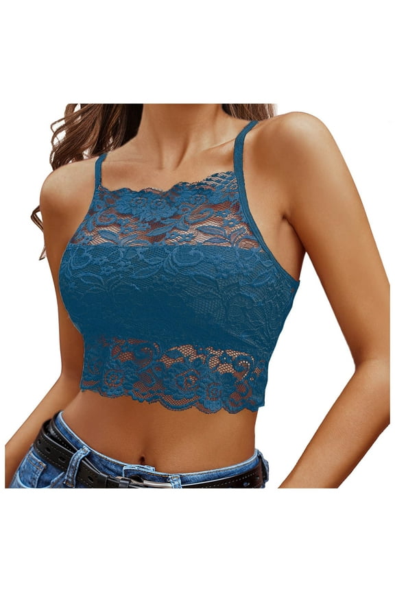 Women's Solid Color Lace Navel-Baring Camisole Top
