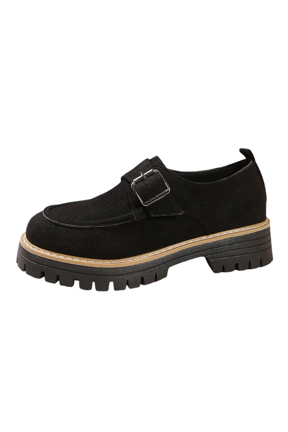 Women's Suede Fashionable Solid Color with Thick Sole Casual Shoes Temperament and Comfortable Shoes