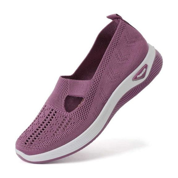 Daolelai Women's Summer Fashion Mesh Breathable Casual Shoes Round Toe Non-Slip Slip-On Casual Sports Shoes