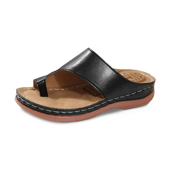 Daolelai Women's Summer Fashion Solid Color Clip-Toe Massage Insole Beach Sandals Casual Slippers