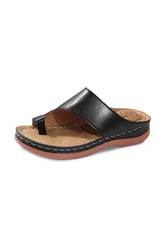 Women's Summer Fashion Solid Color Clip-Toe Massage Insole Beach Sandals Casual Slippers