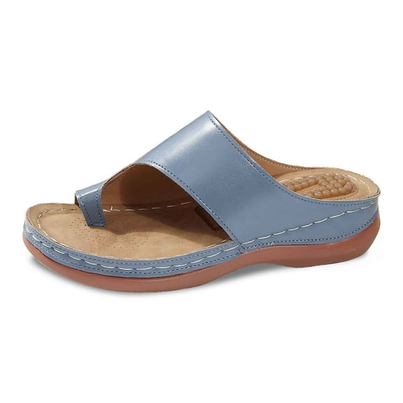 Daolelai Women's Summer Fashion Solid Color Clip-Toe Massage Insole Beach Sandals Casual Slippers