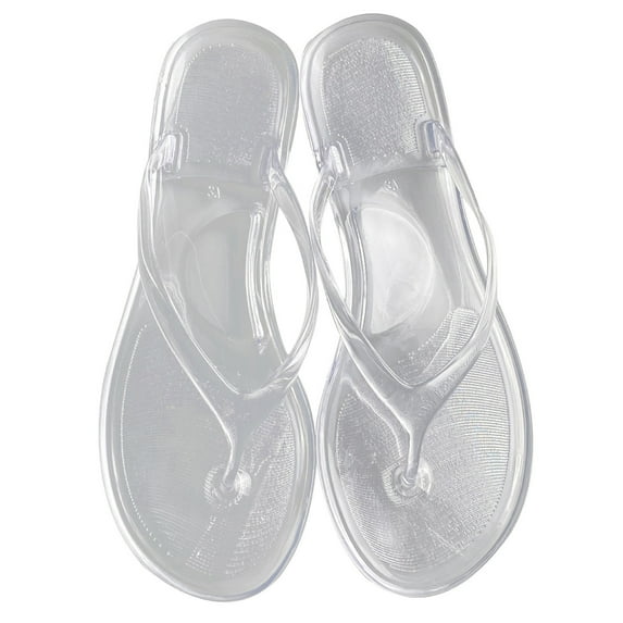 Daolelai Women's Summer Transparent Jelly Flat Flip Flops Beach Sandals