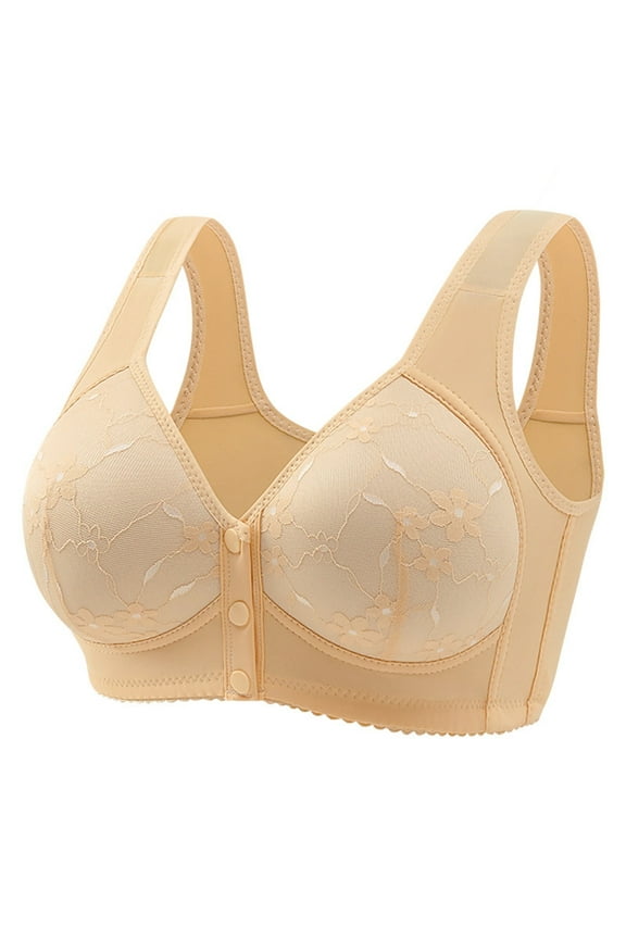 Women's Wire-Free Wide Strap Front-Hook Bra Underwear