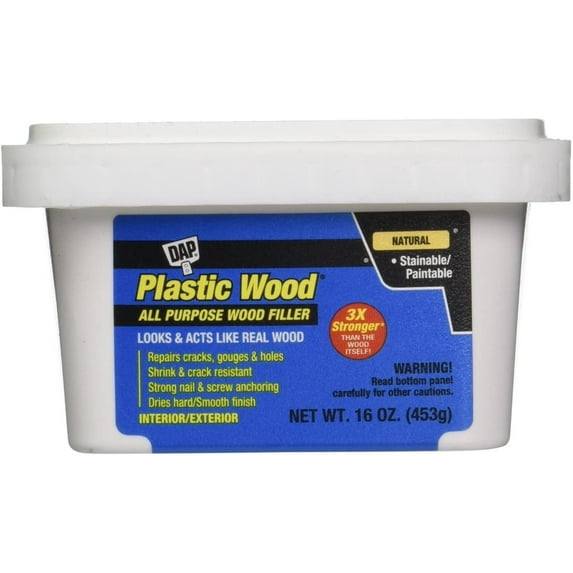 Dap 00529 6 Pack 16 oz. Plastic Wood Latex All-Purpose Wood Filler, Natural