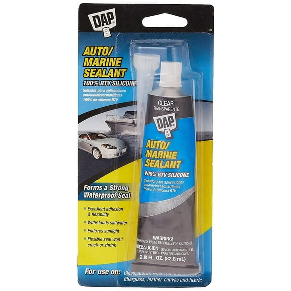 DAP Silicone Rubber Auto and Marine Sealant - Durable, Clear - 2.8-Ounce