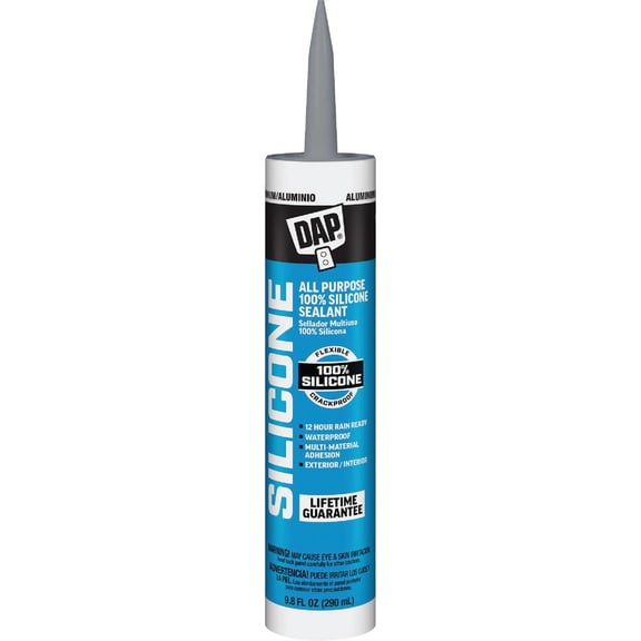 DAP Aluminum Silicone Sealant - Indoor and Outdoor, Silver - 9.8 fl oz — Residential Use, Standard Application
