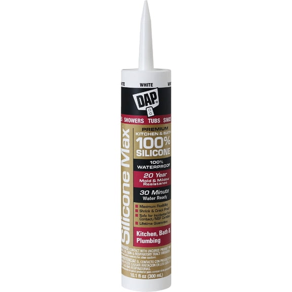 Dap 08770 Silicon Plus Premium Silicone Rubber Sealant White 10.8-Ounce