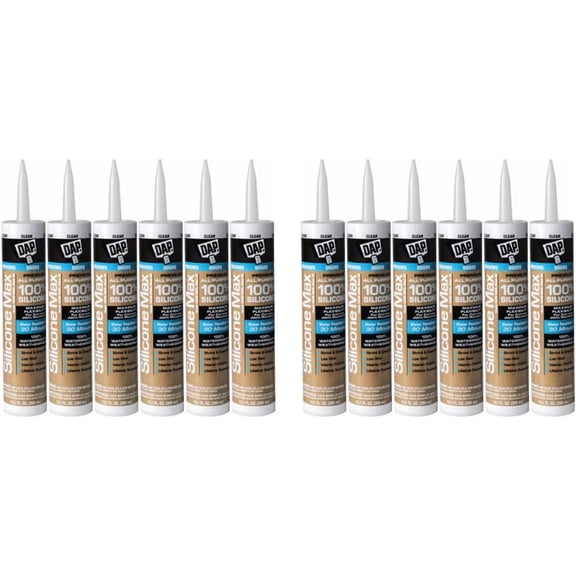 Dap 08791 12 Pack 10.1 oz. Silicone Max Premium All Purpose 100% Silicone Sealant, Clear12