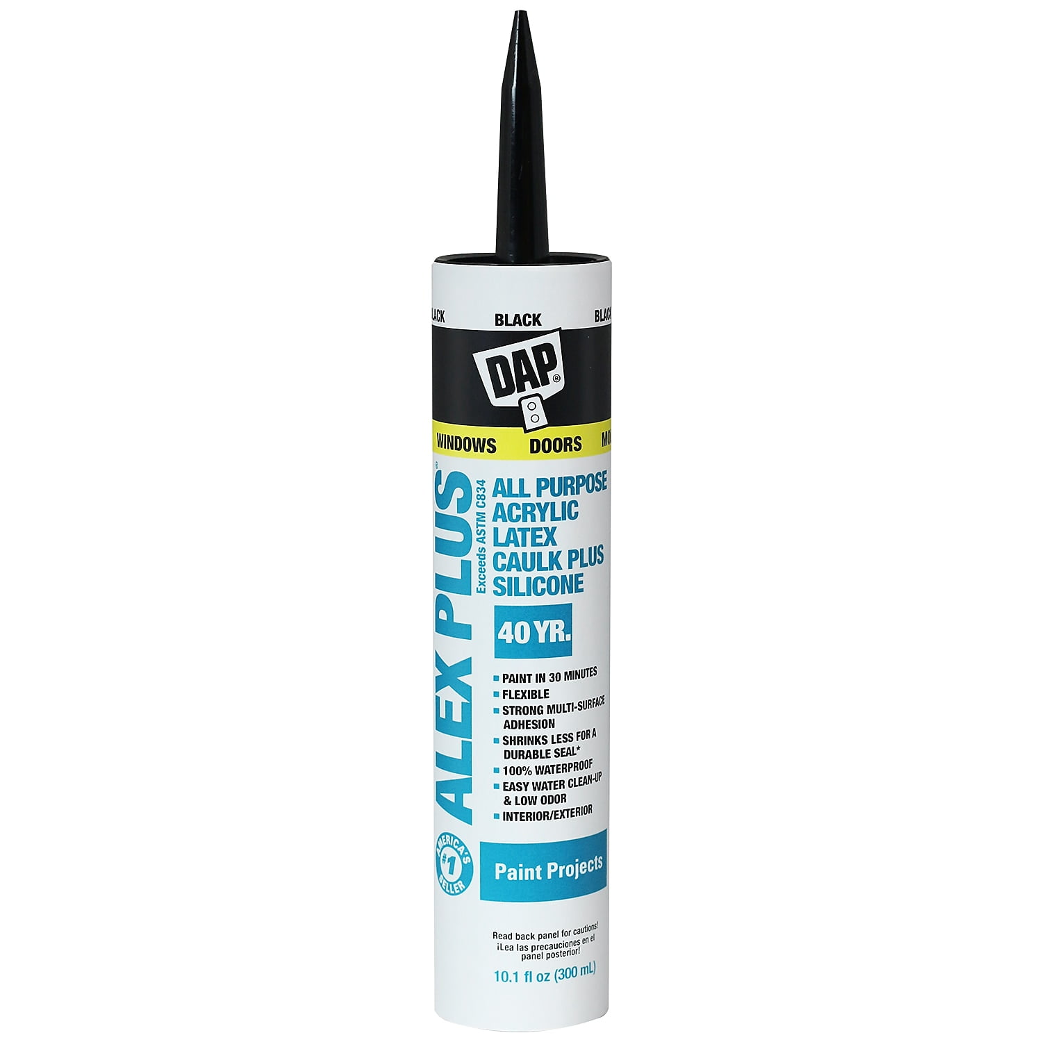 Dap 18126 10.1 Oz Black Alex Plus® Acrylic Latex Caulk Plus Silicone