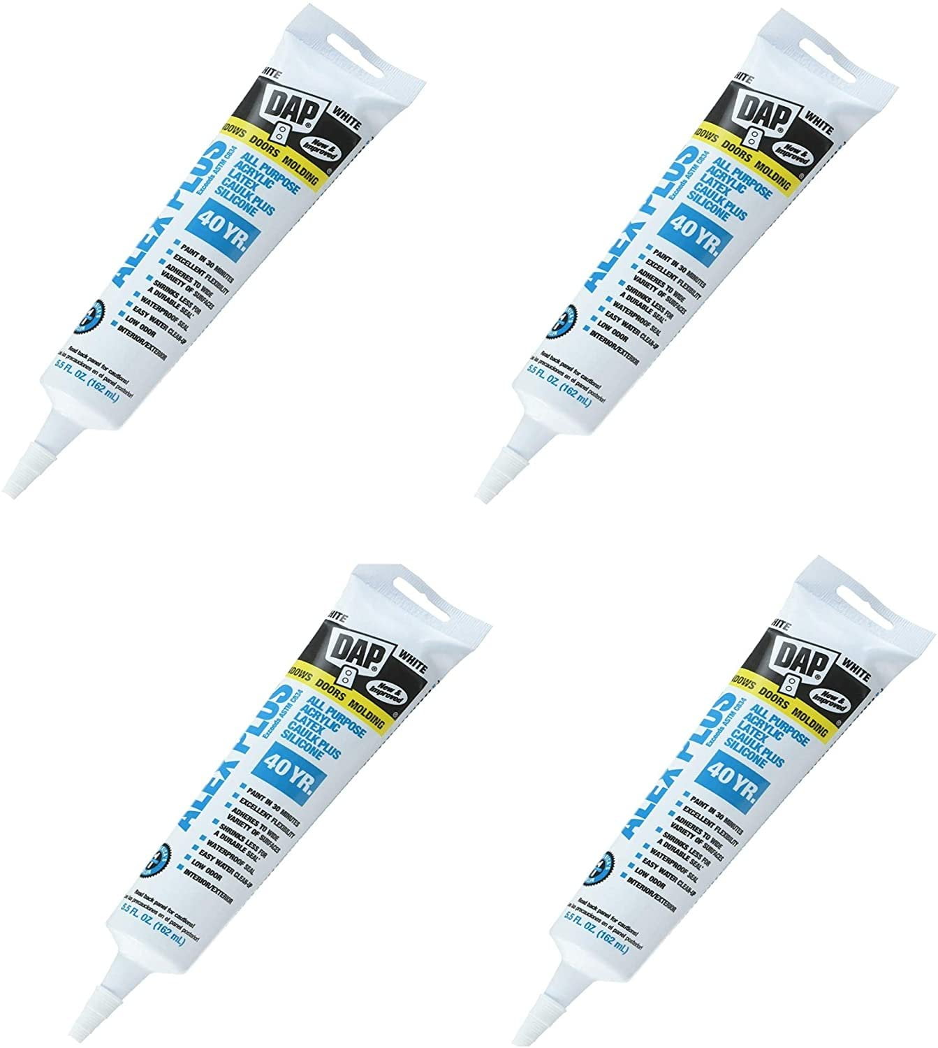 DAP ALEX PLUS Mastice Acrilico Con Silicone - 4 Tube Da 5.5 Fl Oz Bianco - Foto 3