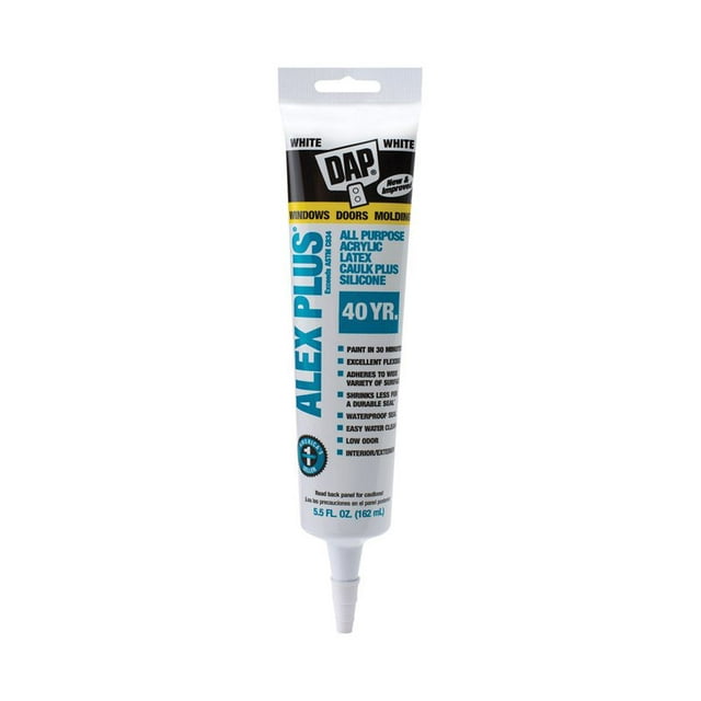 Dap 18128 Alex Plus Acrylic Latex Caulk Plus Silicone 5.5Ounce