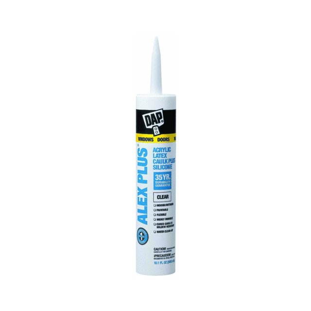 Dap 18156 Alex Plus Acrylic Latex Caulk Plus Silicone, 10.1 Oz, Clear