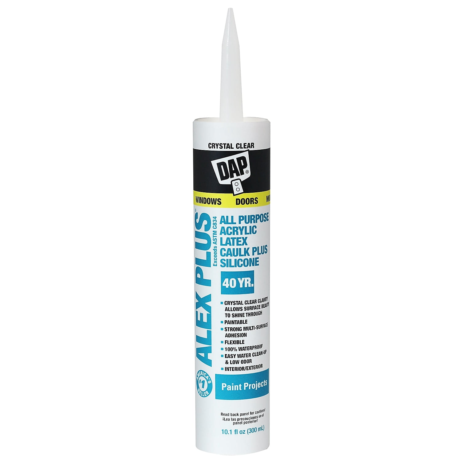 Dap 18401 10.1 Oz. Crystal Clear Alex Plus Acrylic Latex Caulk Plus Silicone
