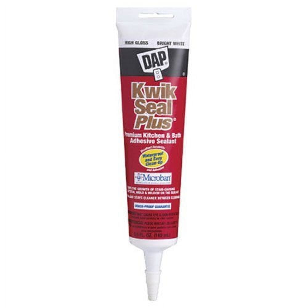 Dap 18526 Kwik Seal Plus Kitchen & Bath Microban Caulk, 5.5 Oz, White