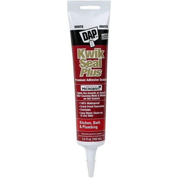 DAP Kwik Seal Plus Kitchen & Bath Adhesive Caulk - Waterproof - White