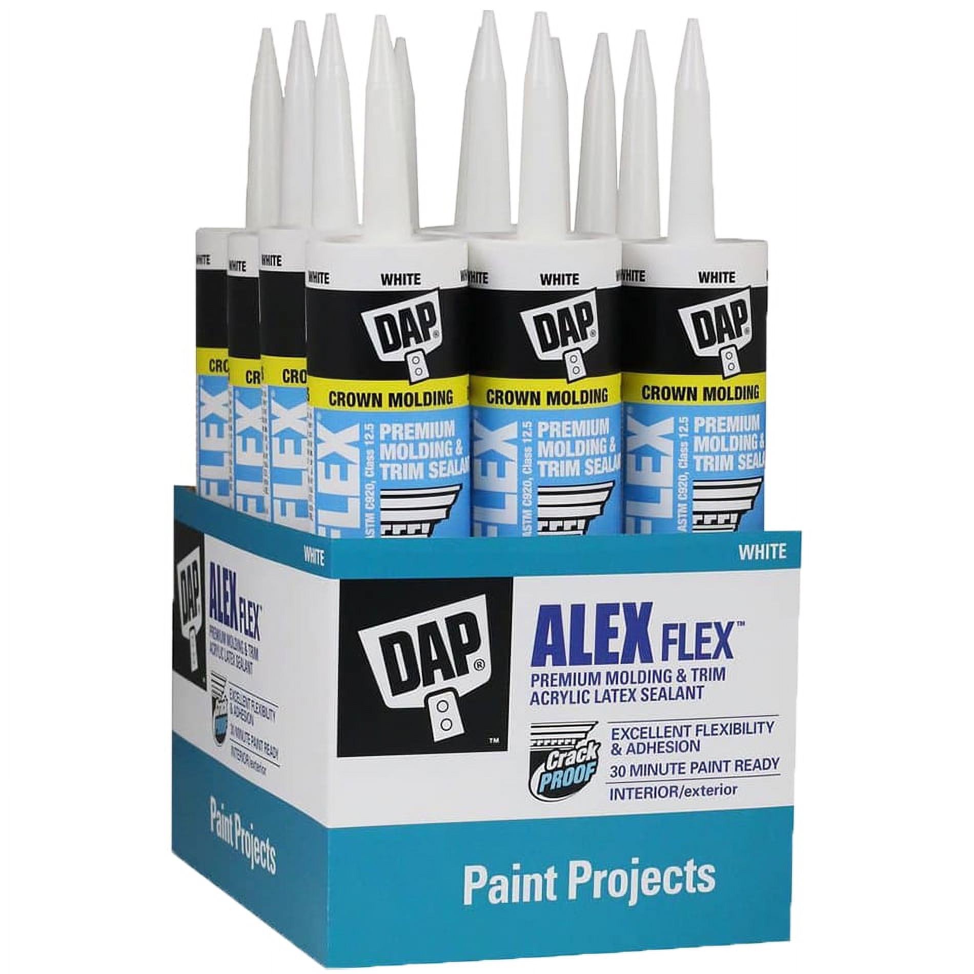 Dap 18542 Alex Flexible or Flex Molding & Trim Sealant, White, 10.1oz