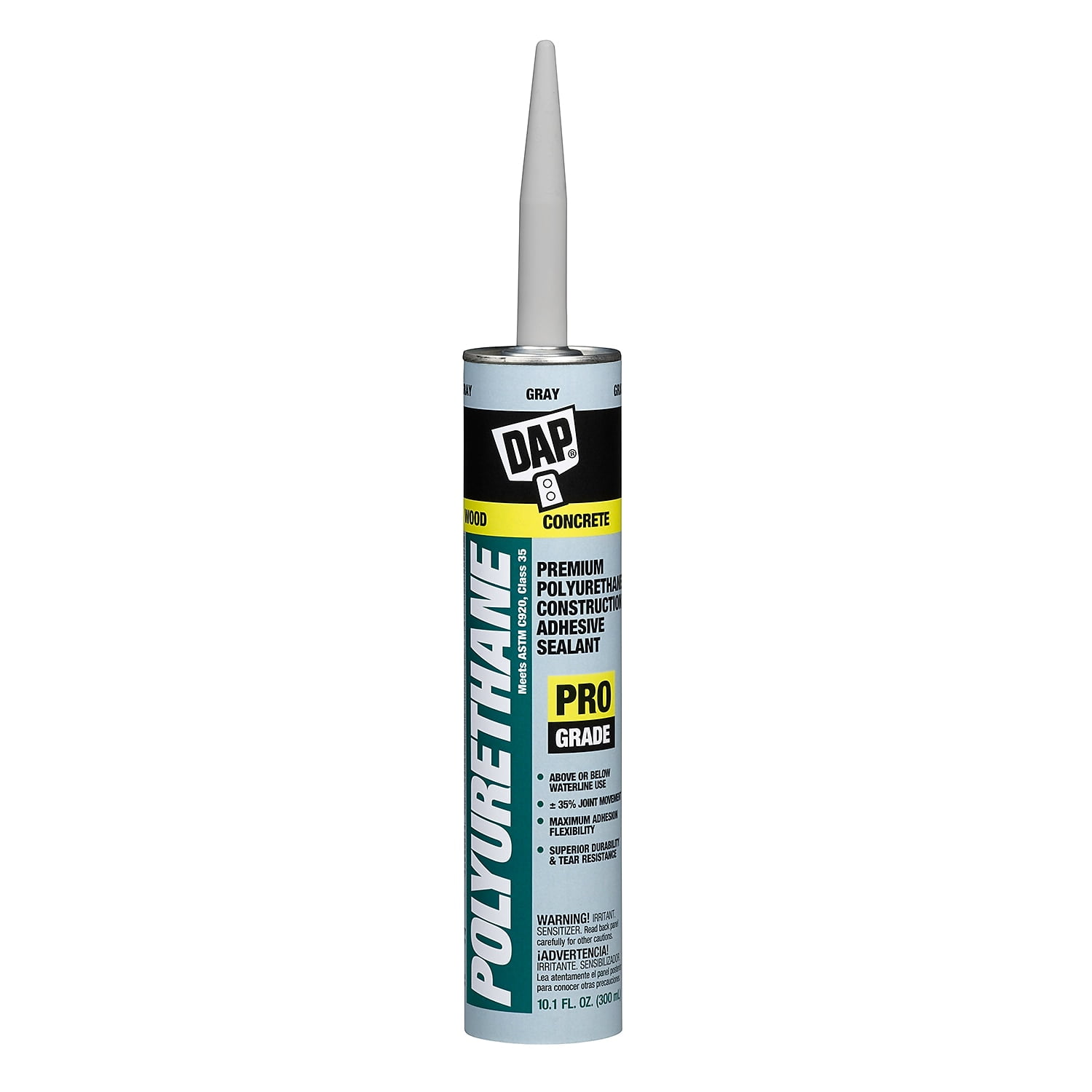 Gray Polyurethane Construction Adhesive Sealant, 10.1 oz Cartridge